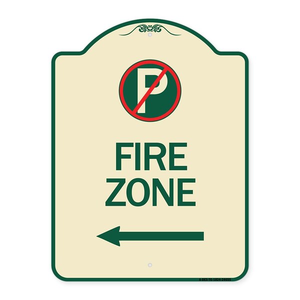 No Parking Symbol and Left Arrow Heavy-Gauge Aluminum Architectural Sign, 24" x 18", TG-1824-24655